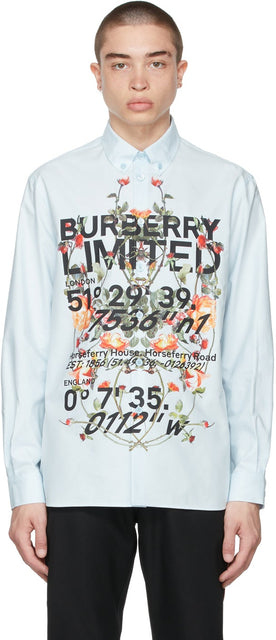 Burberry Blue Montage Print Shirt - Chemise d'impression de montage bleu burberry - 버버리 블루 몽타주 프린트 셔츠