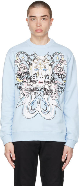 Burberry Blue Montage Print Sweater - Burberry Blue Montage Pull imprimé - 버버리 블루 몽타주 인쇄 스웨터