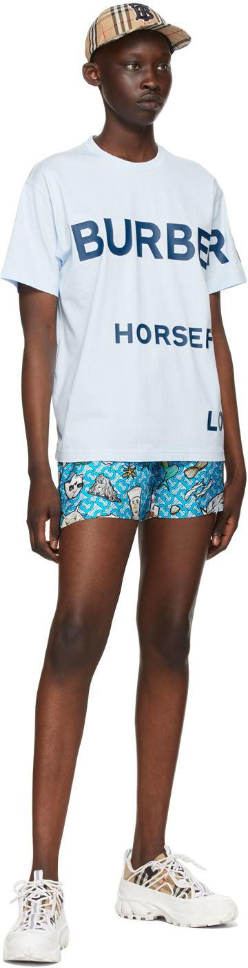 Burberry Blue Oversized 'Horseferry' T-Shirt