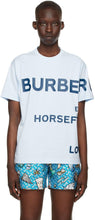 Burberry Blue Oversized 'Horseferry' T-Shirt - T-shirt de cheval surdimensionné bleu burberry surdimensionné - 버버리 푸른 대형 '마력'티셔츠