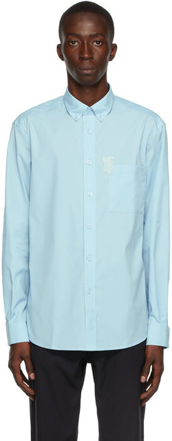 Burberry Blue Poplin Caddington Shirt - Burberry Blue Poplin Caddington Shirt - 버버리 블루 Poplin Caddington 셔츠