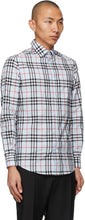 Burberry Blue Poplin Check Logo AppliquÃ© Shirt