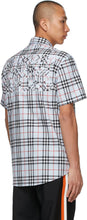 Burberry Blue Poplin Check Logo AppliquÃ© Short Sleeve Shirt