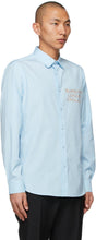 Burberry Blue Stretch Poplin Logo AppliquÃ© Shirt