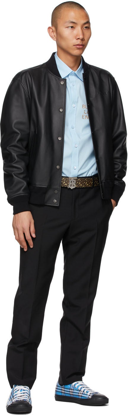 Burberry Blue Stretch Poplin Logo AppliquÃ© Shirt