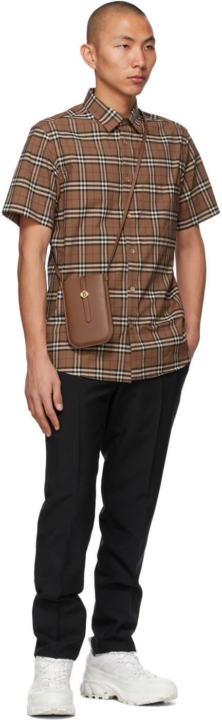 Burberry Brown Poplin Check Short Sleeve Shirt