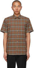 Burberry Brown Poplin Check Short Sleeve Shirt - Burberry Brown Poplin Chemise à manches courtes - 버버리 브라운 포플 린 짧은 소매 셔츠를 확인하십시오