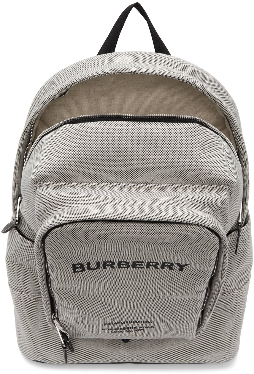 Burberry Grey Canvas Logo Jack Backpack