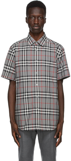Burberry Grey Check Caxton Shirt - Burberry Gray Check Caxton Shirt - 버버리 그레이 체크 Caxton Shirt.