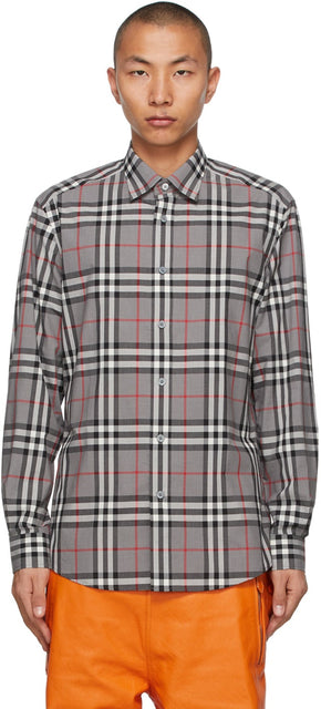 Burberry Grey Check Caxton Shirt - Burberry Gray Check Caxton Shirt - 버버리 그레이 체크 Caxton Shirt.