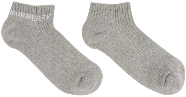 Burberry Grey Intarsia Logo Ankle Socks - Burberry Grey Intarsia Logo Sockes à la cheville - 버버리 그레이 intarsia 로고 발목 양말