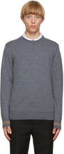 Burberry Grey Merino Icon Stripe Paradise Sweater - Burberry Grey Merino icon Stripe Paradise Pull - 버버리 회색 메리노 아이콘 스트라이프 파라다이스 스웨터