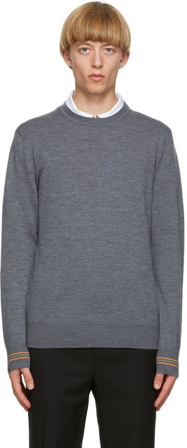 Burberry Grey Merino Icon Stripe Paradise Sweater - Burberry Grey Merino icon Stripe Paradise Pull - 버버리 회색 메리노 아이콘 스트라이프 파라다이스 스웨터