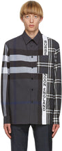 Burberry Grey Patchwork Talby Shirt - Burberry gris Patchwork Talby Shirt - 버버리 회색 패치 워크 Talby Shirt.
