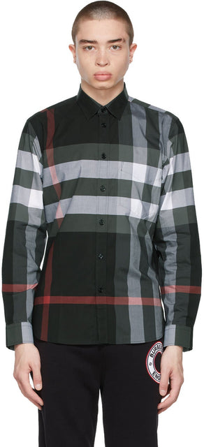 Burberry Grey Slim Somerton Check Shirt - Burberry Grey Slim Somerton Chemise Chemise - 버버리 그레이 슬림 쇼 턴 체크 셔츠