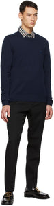 Burberry Navy Cashmere Monogram Motif Sweater