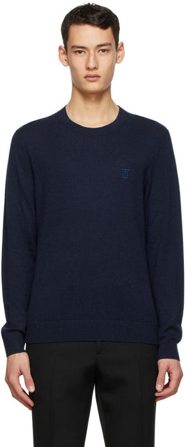 Burberry Navy Cashmere Monogram Motif Sweater - Pull motif monogramme de monogramme Burberry Navy Cashmere - 버버리 해군 캐시미어 모노그램 모티브 스웨터