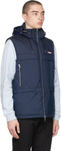Burberry Navy Detachable Hood Logo AppliquÃ© Vest