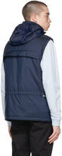 Burberry Navy Detachable Hood Logo AppliquÃ© Vest