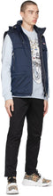 Burberry Navy Detachable Hood Logo AppliquÃ© Vest