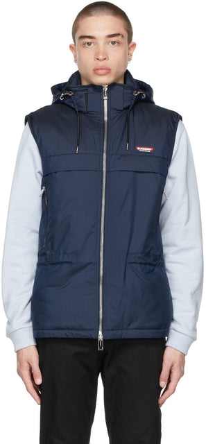 Burberry Navy Detachable Hood Logo AppliquÃ© Vest - Burberry Navy Détachable Hood Logo Appliqué Vest - 버버리 해군 분리형 후드 로고 Appliqué 조끼