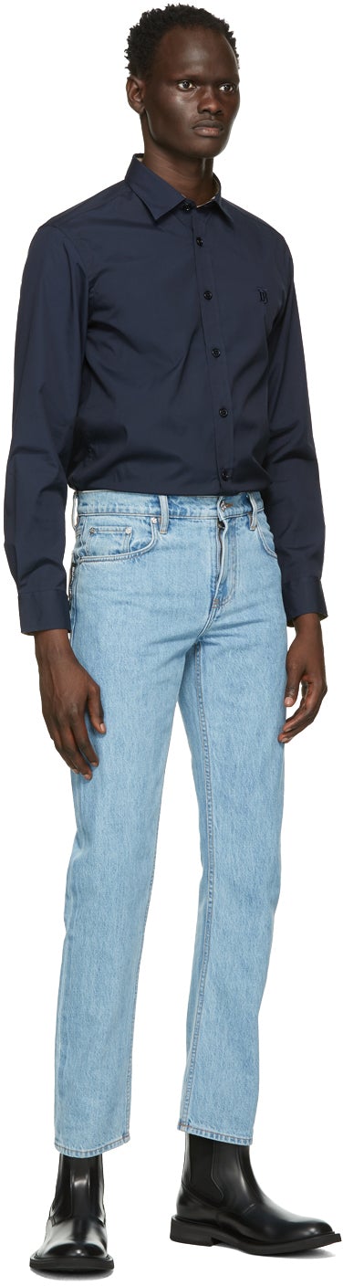 Burberry Navy Monogram Motif Slim Fit Shirt