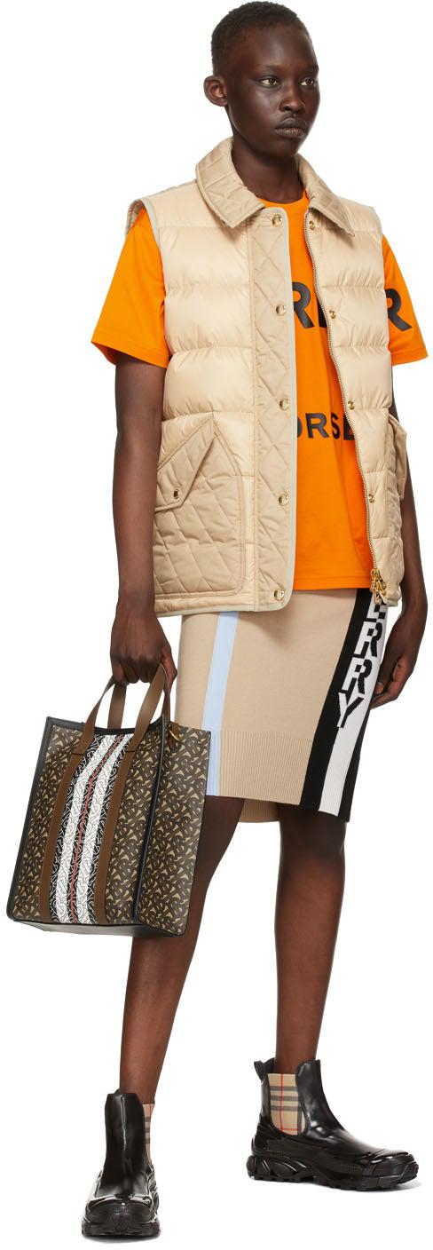 Burberry Orange Oversized 'Horseferry' T-Shirt