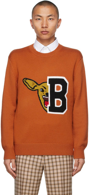 Burberry Orange Varsity Graphic Ivie Sweater - Burberry Orange Varsity Graphic Ivie Pull - 버버리 오렌지 대 라 시티 그래픽 Ivie 스웨터