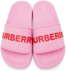 Burberry Pink Furley Slides BlackSkinny