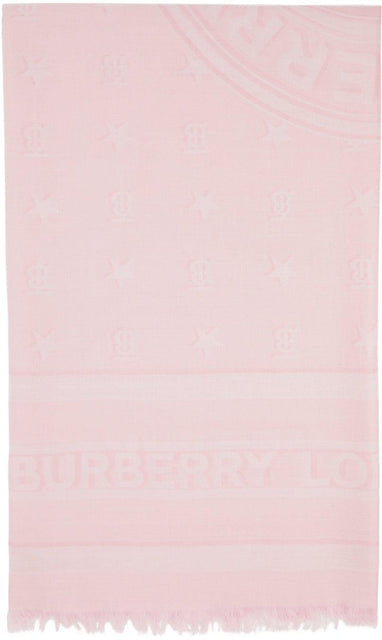 Burberry Pink Silk Monogram Scarf - Foulard de monogramme de soie rose burberry - 버버리 핑크 실크 모노그램 스카프
