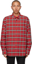 Burberry Red Stretch Poplin Check Logo AppliquÃ© Shirt - Burberry Red Stretch Poplin Vérifiez le logo Appliqué - 버버리 레드 스트레치 포플린 확인 로고 Appliqué © shirt.