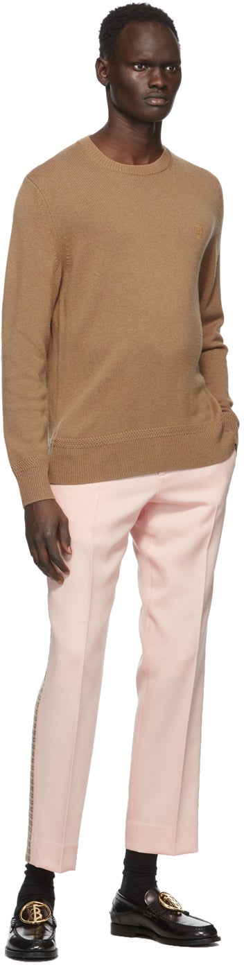 Burberry Tan Cashmere Monogram Motif Sweater