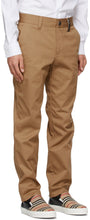 Burberry Tan Dover Logo Plaque Trousers