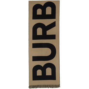 Burberry Tan Wool Logo Scarf - Écharpe de logo de laine de bein burberry - 버버리 탄 울 로고 스카프