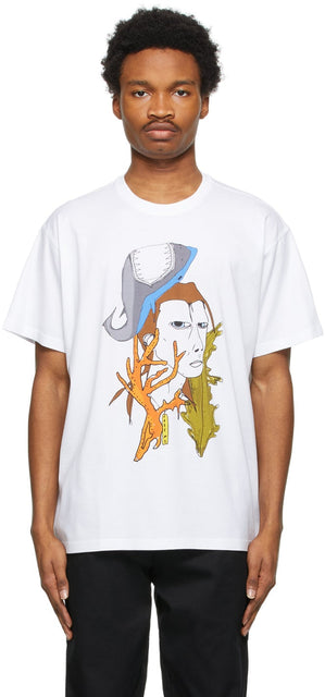 Burberry White Marine Sketch T-Shirt - T-shirt de croquis marin blanc burberry - 버버리 화이트 해양 스케치 티셔츠