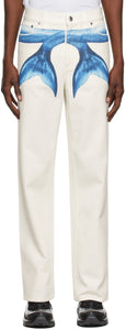 Burberry White Mermaid Tail Jeans - Jeans de queue de sirène blanche burberry - 버버리 화이트 인어 꼬리 청바지