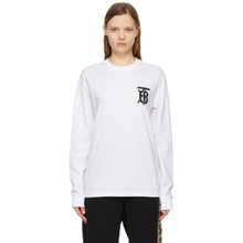 Burberry White Monogram Atherton Long Sleeve T-Shirt - T-shirt à manches longues Burberry blanche monogramme ATHERTON - 버버리 화이트 모노그램 아테 튼 긴 소매 티셔츠