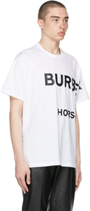 Burberry White Oversized 'Horseferry' Print T-Shirt