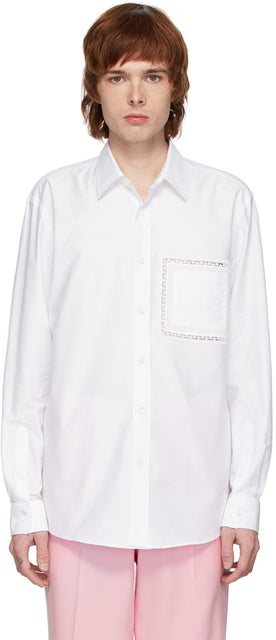 Burberry White Poplin Lace Detail Shirt - Chemise de détail de dentelle popeline blanche burberry - 버버리 화이트 포플린 레이스 세부 셔츠