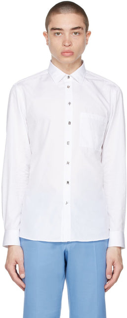 Burberry White Slim-Fit Logo Detail Shirt - Chemise de détail de logo Slim-Fit Burberry White Slim-Fit - 버버리 화이트 슬림 맞는 로고 세부 사항 셔츠