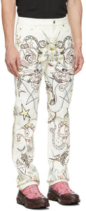 Burberry White Vintage Graphic Jeans