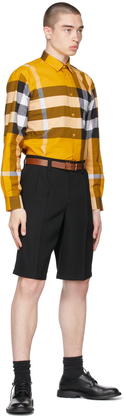 Burberry Yellow Check Stretch Poplin Shirt