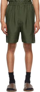 By Walid Green Silk Blaze Shorts - By Walid Green Silk Blaze Short - Walid 녹색 실크 블레이즈 반바지로