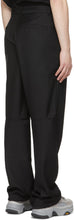 C2H4 Black 'Filtered Reality' Folded Waist Tailored Trousers