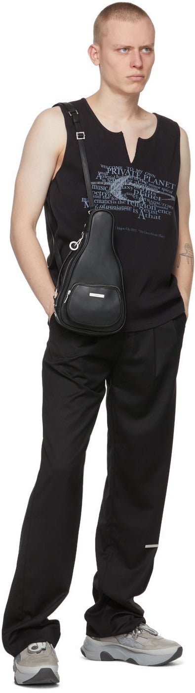 C2H4 Black 'My Own Private Planet' Layered Literal Tank Top