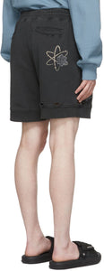 C2H4 Black 'My Own Private Planet' Patched Ruin Sweat Shorts