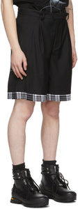 C2H4 Black 'My Own Private Planet' Sequin Layered Tailored Shorts