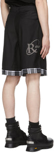 C2H4 Black 'My Own Private Planet' Sequin Layered Tailored Shorts
