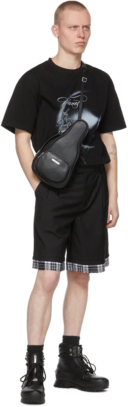 C2H4 Black 'My Own Private Planet' Sequin Layered Tailored Shorts
