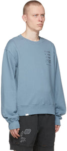 C2H4 Blue 'My Own Private Planet' Distressed Paneled Sweatshirt